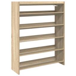 Berkfield Home Shoe Rack Sonoma Oak 80x25x100 cm Engineered Wood in Brown - Size: 80 x 25 x 100 cm - thumbnail 2