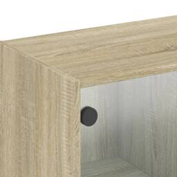 Berkfield Home Wall Cabinet with Glass Doors Sonoma Oak 102x37x35 cm in Light Tan - Size: 102 x 37 x 35 cm - thumbnail 9