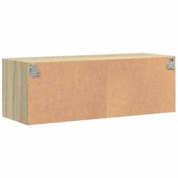 Berkfield Home Wall Cabinet with Glass Doors Sonoma Oak 102x37x35 cm in Light Tan - Size: 102 x 37 x 35 cm - thumbnail 8