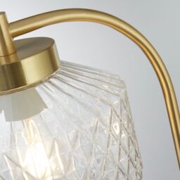 Lighting Collection Satin Brass & Clear Glass Floor Lamp Floor Lamp in Gold - thumbnail 4