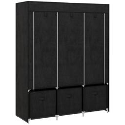 HOMCOM Large Fabric Wardrobe Closet 2 Rails, 5 Shelves 3 Drawers, Black - thumbnail 2