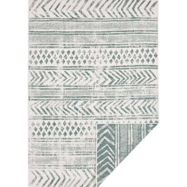 THE RUGS Reversible Geometric Indoor Outdoor Flatweave Rug Polypropylene in Green - Size: 80 cm x 150 cm - image 1