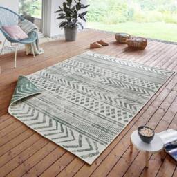THE RUGS Reversible Geometric Indoor Outdoor Flatweave Rug Polypropylene in Green - Size: 80 cm x 150 cm - thumbnail 3
