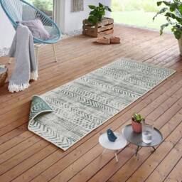 THE RUGS Reversible Geometric Indoor Outdoor Flatweave Rug Polypropylene in Green - Size: 80 cm x 150 cm - thumbnail 6