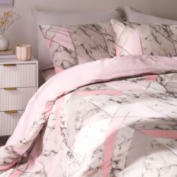 OHS Marble Duvet Cover Pillowcases Bedding Reversible Quilt Set Geo Soft in Pink - Size: King - thumbnail 3