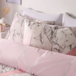 OHS Marble Duvet Cover Pillowcases Bedding Reversible Quilt Set Geo Soft in Pink - Size: King - thumbnail 4