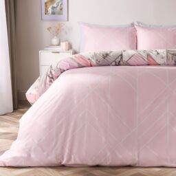 OHS Marble Duvet Cover Pillowcases Bedding Reversible Quilt Set Geo Soft in Pink - Size: King - thumbnail 2