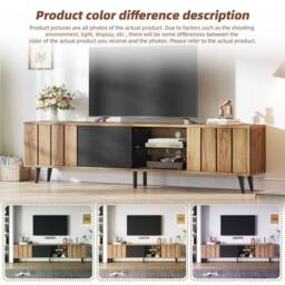 BTM TV Stand Cabinet with Doors Open Shelves Storage in Brown - thumbnail 8