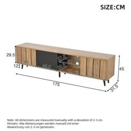 BTM TV Stand Cabinet with Doors Open Shelves Storage in Brown - thumbnail 7