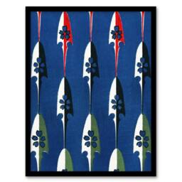 Artery8 Vintage Japanese Arrowheads Pattern Vintage Framed Wall Art Print Korin in Blue - Size: A4 - thumbnail 1