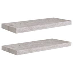Berkfield Home Floating Wall Shelves 2 pcs Concrete Grey 60x23.5x3.8 cm MDF - thumbnail 1