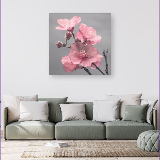 Warren Reed - Designer Delicate Pink Flowers Canvas - Size: w40 inch x h40 inch - image 1