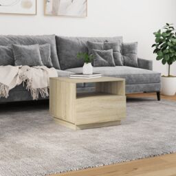 Berkfield Home Coffee Table with LED Lights Sonoma Oak 50x49x40 cm in Brown - Size: 50 x 49 x 40 cm - thumbnail 4
