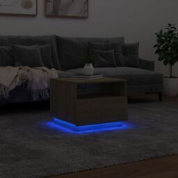 Berkfield Home Coffee Table with LED Lights Sonoma Oak 50x49x40 cm in Brown - Size: 50 x 49 x 40 cm - thumbnail 5
