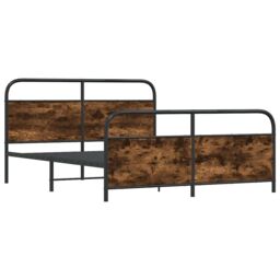 Berkfield Home Metal Bed Frame without Mattress Smoked Oak 180x200 cm Super King in Brown - thumbnail 3