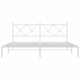 Berkfield Home Metal Bed Frame without Mattress with Headboard White 183x213cm - Size: 183x213 cm - thumbnail 4