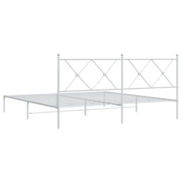 Berkfield Home Metal Bed Frame without Mattress with Headboard White 183x213cm - Size: 183x213 cm - thumbnail 6