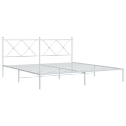 Berkfield Home Metal Bed Frame without Mattress with Headboard White 183x213cm - Size: 183x213 cm - thumbnail 3