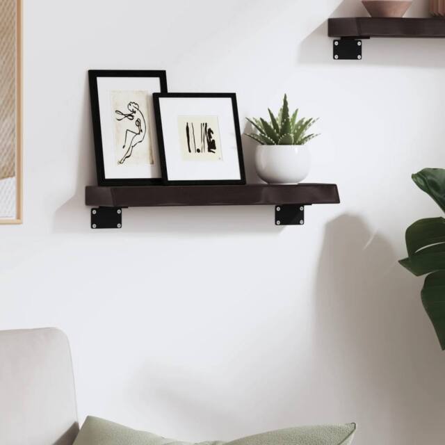 Berkfield Home Wall Shelf Dark Grey 40x10x4 cm Treated Solid Wood Oak - Size: 40 x 10 x 4 cm - image 1
