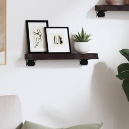 Berkfield Home Wall Shelf Dark Grey 40x10x4 cm Treated Solid Wood Oak - Size: 40 x 10 x 4 cm