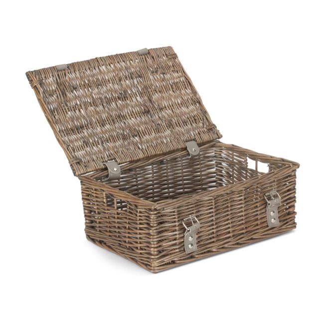 Red Hamper Wicker Antique Wash Unlined 35cm Empty Hamper Basket in Grey - image 1