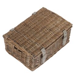 Red Hamper Wicker Antique Wash Unlined 35cm Empty Hamper Basket in Grey - thumbnail 3