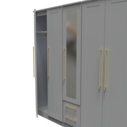 Ready Assembled 2 U Helmsley Tall 5 Door 2 Drawer 1 Mirror Wardrobe (Ready Assembled) in Dark Grey - thumbnail 5