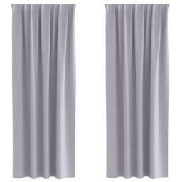Berkfield Home Curtains with Curtains 2 pcs Metal grey 245 x 140 cm Polyester - thumbnail 2