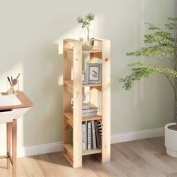 Berkfield Home Book Cabinet/Room Divider 41x35x125 cm Solid Wood Pine in Light Brown - Size: 41 x 35 x 125 cm - thumbnail 6