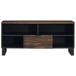Berkfield Home TV Cabinet - 100 x 33.5 x 46 cm, made from solid mango wood in Brown - Size: 100 x 33.5 x 46 cm - thumbnail 3