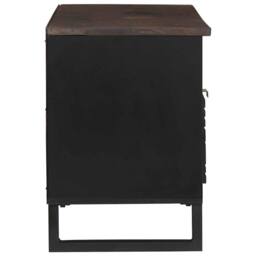 Berkfield Home TV Cabinet - 100 x 33.5 x 46 cm, made from solid mango wood in Brown - Size: 100 x 33.5 x 46 cm - thumbnail 4