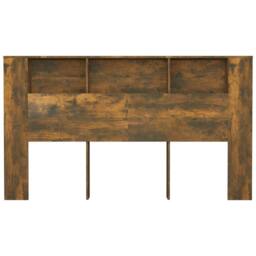 Berkfield Home Headboard Cabinet Smoked Oak 180x18.5x104.5 cm in Brown - thumbnail 4