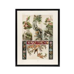 "Artery8 Chinese Patterns of Birds & Flowers Racinet Framed Canvas Wall Art in White - Size: W12"" x H16""" - thumbnail 1
