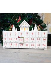 Netagon Battery Powered Wooden Christmas Countdown Advent Calendar in White - thumbnail 3