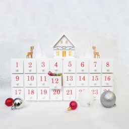 Netagon Battery Powered Wooden Christmas Countdown Advent Calendar in White - thumbnail 6