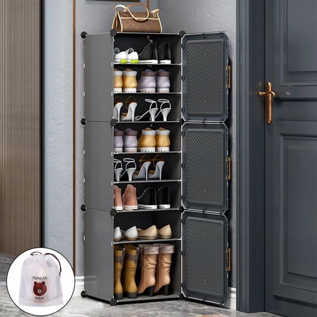 Hinsinc Shoe Rack Storage Cabinet Hallway DIY Cube Cabinet in Grey - Size: Small - image 1