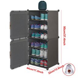 Hinsinc Shoe Rack Storage Cabinet Hallway DIY Cube Cabinet in Grey - Size: Small - thumbnail 2