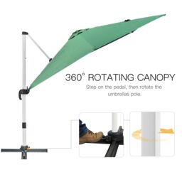 OUTSUNNY 3 x 3(m) Cantilever Roma Parasol Garden Umbrella with Cross Base in Green - thumbnail 4