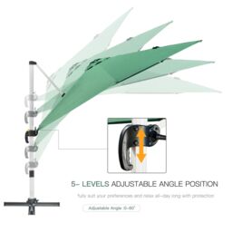 OUTSUNNY 3 x 3(m) Cantilever Roma Parasol Garden Umbrella with Cross Base in Green - thumbnail 5