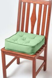 Homescapes Cotton Dining Chair Booster Cushion in Dark Green - Size: 40 cm x 40 cm - thumbnail 1