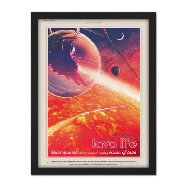 "Artery8 Wall Art Print 55 Cancri E Lava Life NASA Space Tours Travel Large Framed Wall Décor Art in White - Size: W18"" x H24""" - image 1