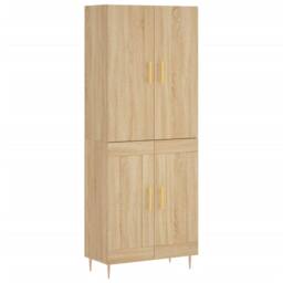 Berkfield Home Highboard Sonoma Oak 69.5x34x180 cm Engineered Wood in Light Tan