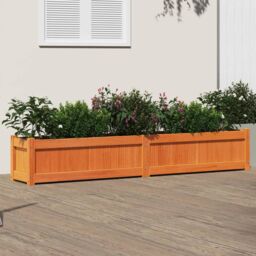 Berkfield Home Garden Planter Wax Brown 180x31x31 cm Solid Wood Pine - Size: 180 x 31 x 31 cm