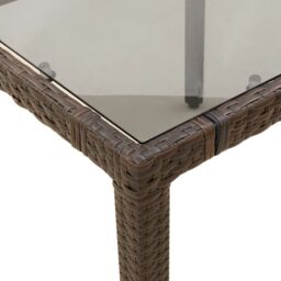 Berkfield Home Garden Table with Glass Top Brown 190x90x75 cm Poly Rattan - Size: 190 x 90 x 75 cm - thumbnail 8