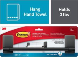 3M CLAW Command Bath Matte Black Hand Towel Bar BATH42-MB