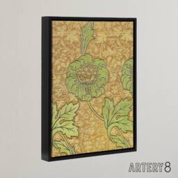"Artery8 Flower Bloom Textile Detail Framed Canvas Wall Art Print William Morris in Orange - Size: W12"" x H16""" - thumbnail 2