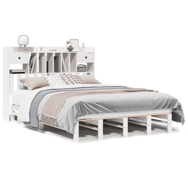 Berkfield Home Bookcase Bed without Mattress White 140x190 cm Solid Wood Pine - image 1