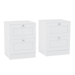 Home Discount Vida Designs Altino 2 Drawer Bedside Cabinet Chest, Set of 2 in White - thumbnail 1