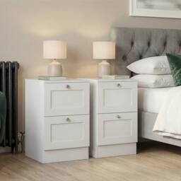 Home Discount Vida Designs Altino 2 Drawer Bedside Cabinet Chest, Set of 2 in White - thumbnail 3