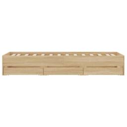 Berkfield Home Bed Frame w/Drawers Frame Sonoma Oak 75x190 cm Small Single in Tan - thumbnail 7